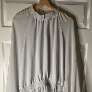 Whisper grey blouse with pleated collar